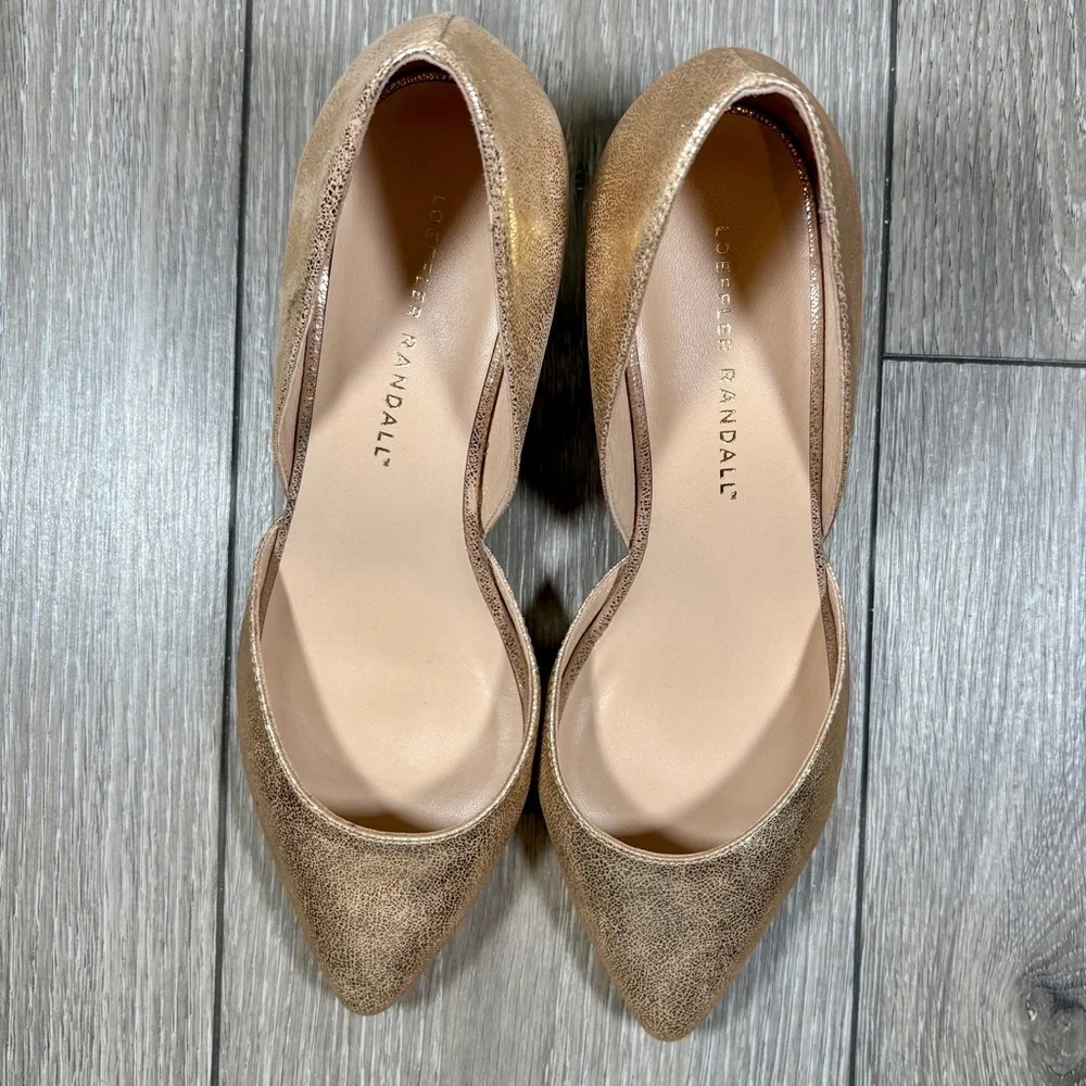 Loeffler Randall Gold Wedge Shoes - Picture 5 of 6